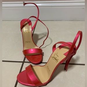 Christian Louboutin Ankle-Strap Pink Metallic Heels